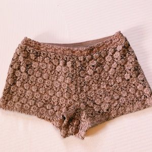 Taupe Crochet Shorts